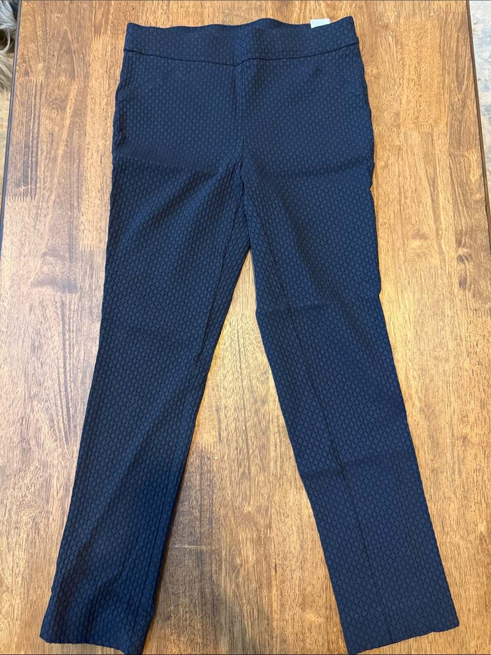 Anne Klein Navy Textured Womens Dress Pants